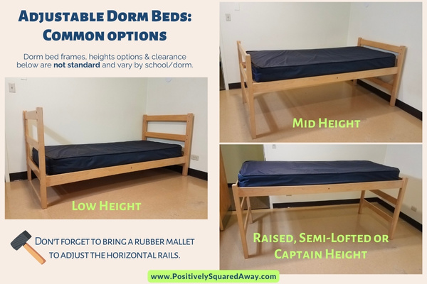 adjustable dorm bed height options