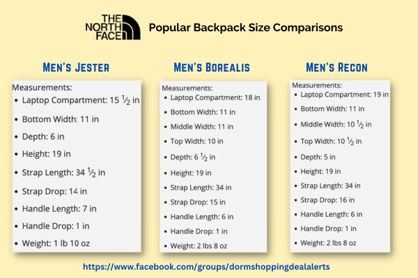 Comparison of North Face Jester, North Face Borealis and North Face Recon backpacks for men.