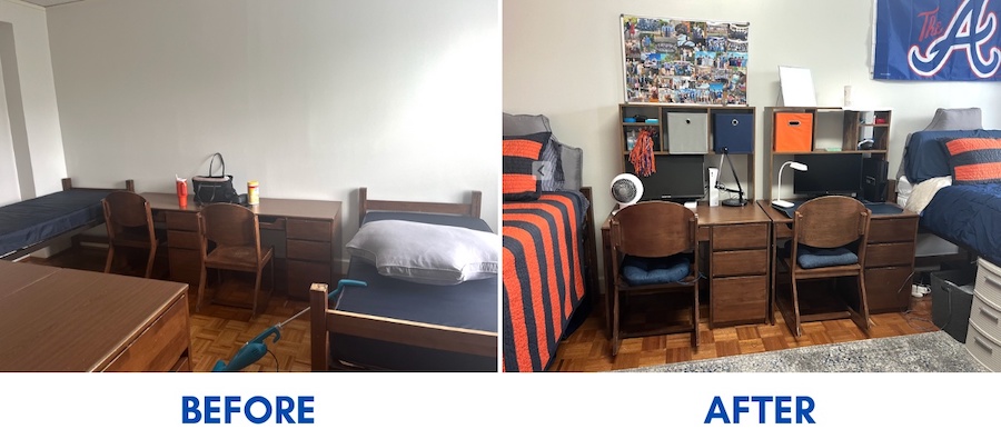 Dorm desks with no hutches and with dorm desk hutches