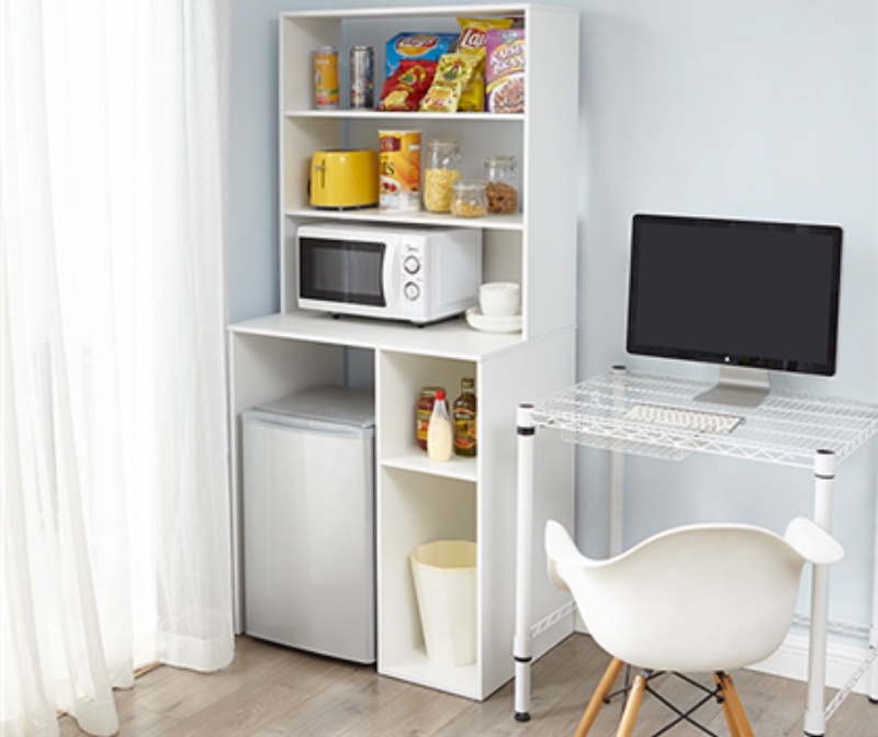 2-piece dorm kitchen organization for mini-fridge and microwave