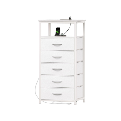 best nightstand for a college dorm room - white tall and with charging ports