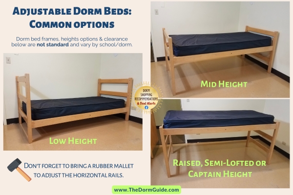 How high is a dorm bed? 3 different options.