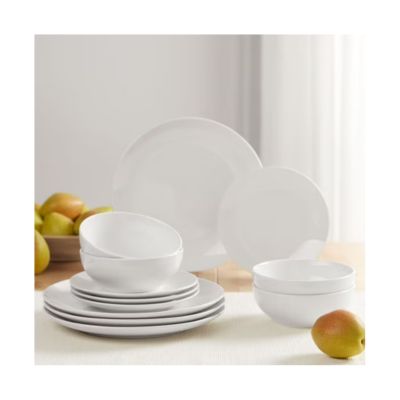 affordable dinnerware set for college includes dinner plate salad plate and bowl serves 4